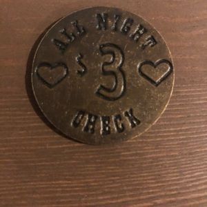brothel coin brass token" All night $3 check" Kitty’s Kat House, Jackson,
